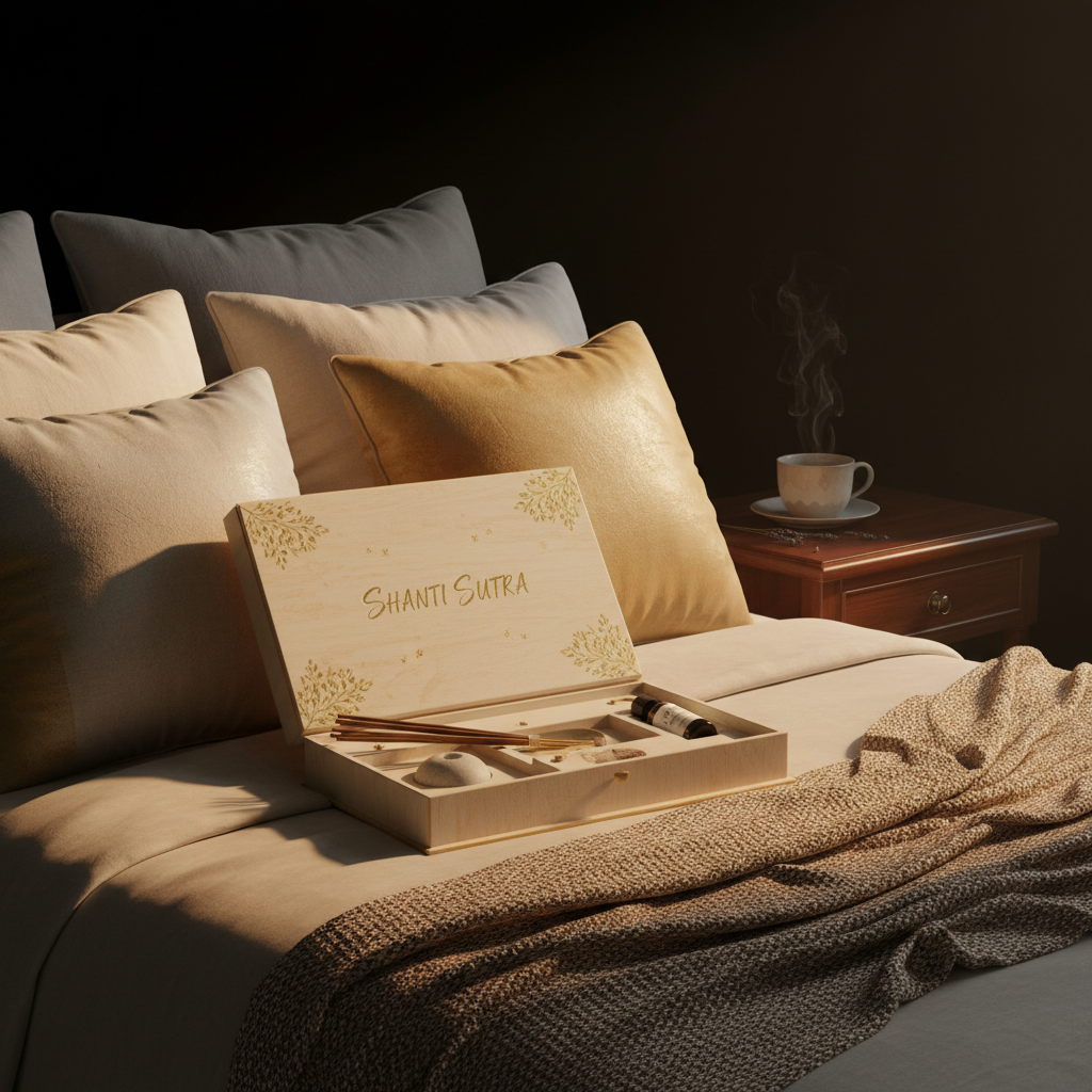 Shanti Sutra in peaceful bedroom setting